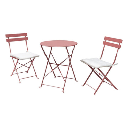 Premium Steel Patio Bistro Set with Cushion 3 Piece Patio Set of Foldable Patio Table and Chairs