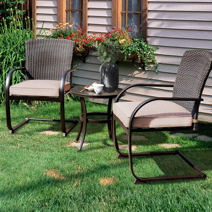 Dining Wicker Chair Set, Steel Frame Chair with Cushion