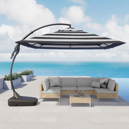 10x10 FT Square Patio Cantilever Umbrella, Deluxe Curvy Offset Umbrella with Base(No Umbrella Cover)