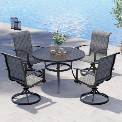 Outdoor Dining Set - Black & Grey Plaid
