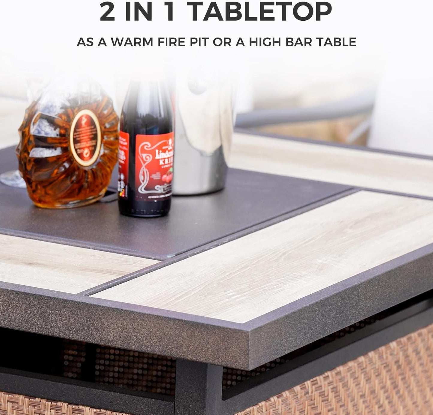 Grand patio Patio High Swivel Bar Set with Fire Pit Table