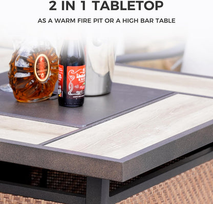 Grand patio Patio High Swivel Bar Set with Fire Pit Table