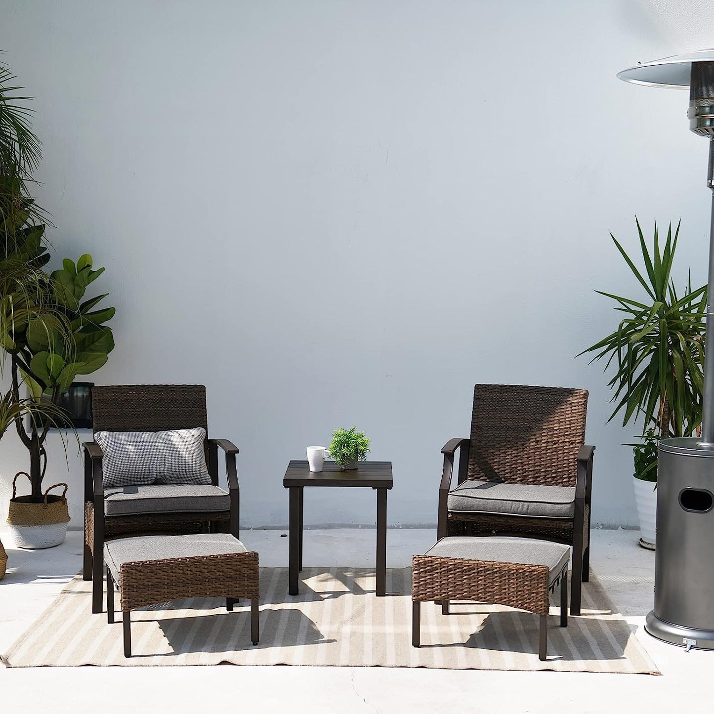 Outdoor Furniture Sets Weather Resistant Wicker Outdoor Patio Chairs with Ottomans and Coffee Tables for Balcony Backyard Garden Poolside