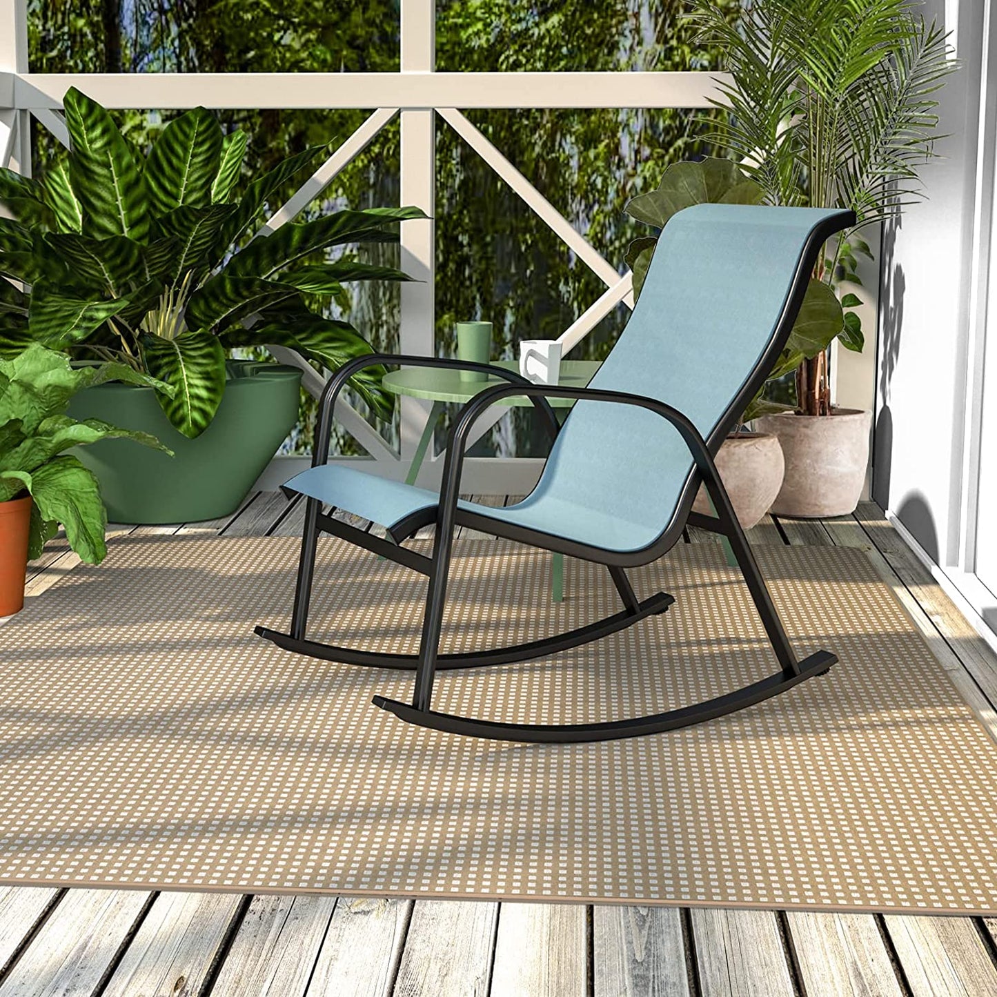 GRAND PATIO Outdoor Mesh Sling Patio Rocking Chairs for Porch, Garden, Patio