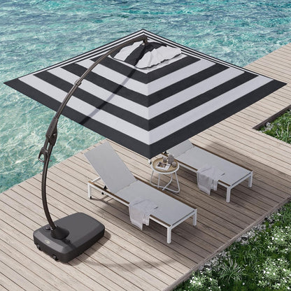 10x10 FT Square Patio Cantilever Umbrella, Deluxe Curvy Offset Umbrella with Base(No Umbrella Cover)