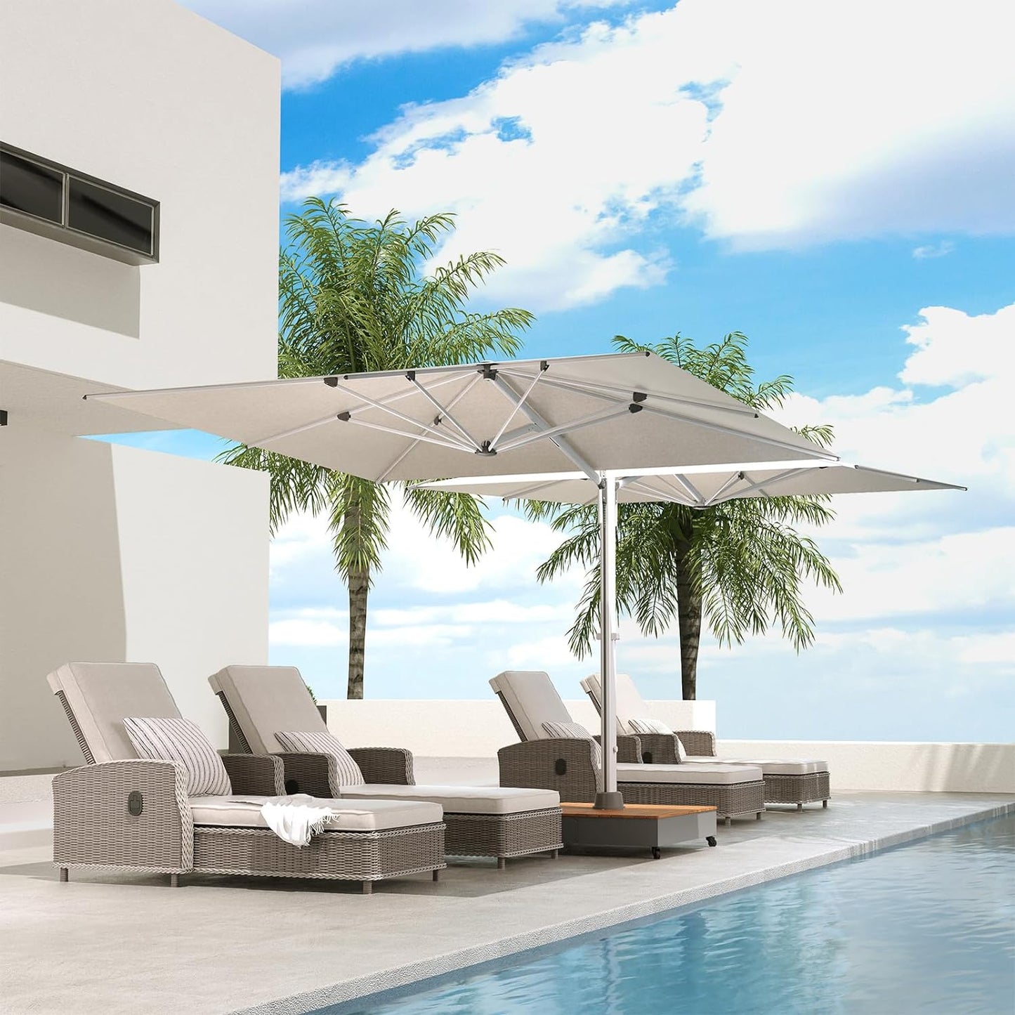 Large Double-Sided Patio Umbrella with Base 10x10 FT with Umbrella Cover