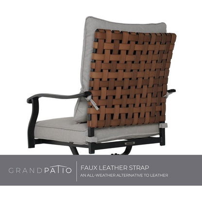 2-Piece Outdoor Dining Chair Set, 2 Steel Leather-Look Wicker 360-Degree Swivel Patio Chair