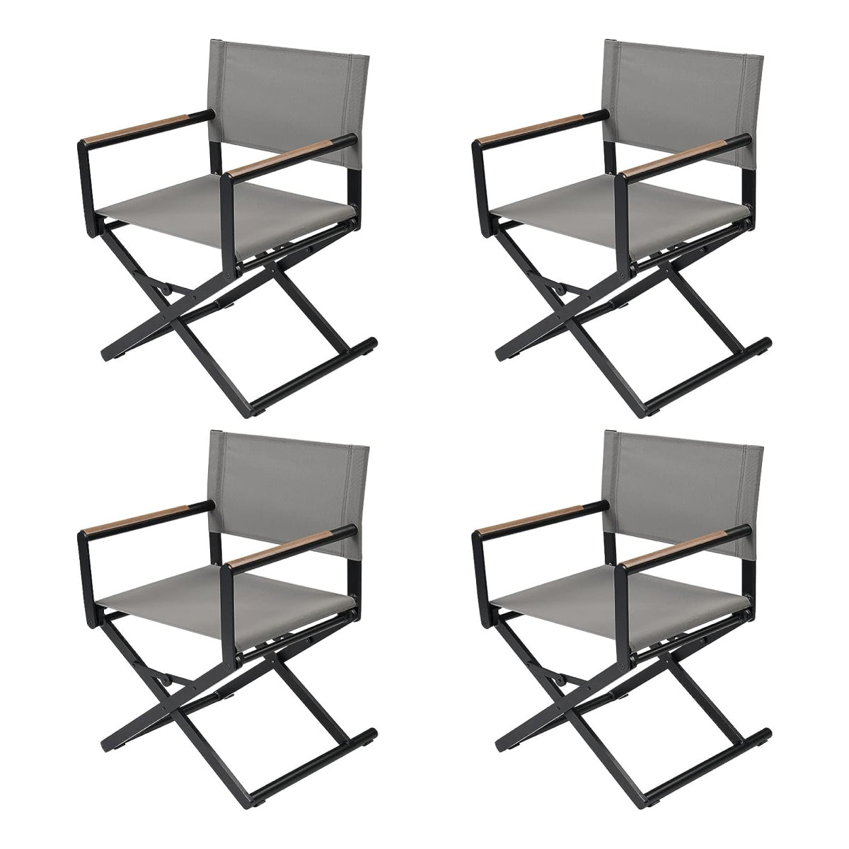 Outdoor & Indoor Aluminum Mesh Sling Folding Director Chair Lightweight All-Weather Wood Grain Camping and Hunting Chair for Garden