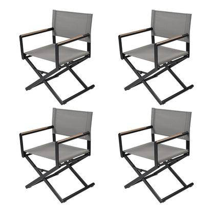 Outdoor & Indoor Aluminum Mesh Sling Folding Director Chair Lightweight All-Weather Wood Grain Camping and Hunting Chair for Garden