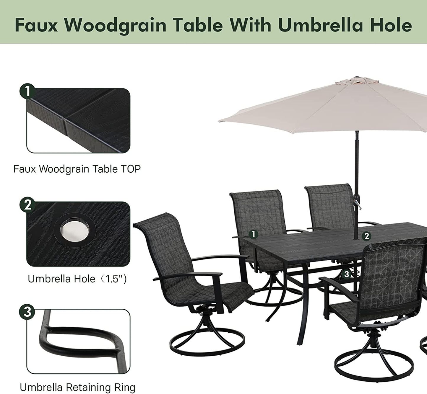 Outdoor Dining Set - Black & Grey Plaid