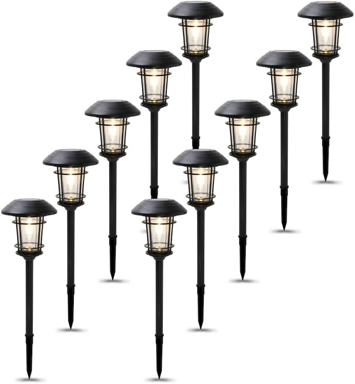 Outdoor Glass Solar Pathway Lights - Aluminum & Steel Frame