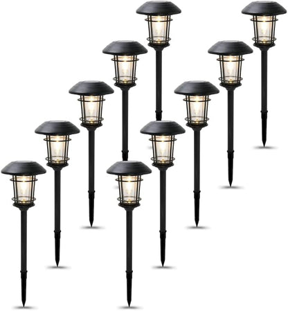 Outdoor Glass Solar Pathway Lights - Aluminum & Steel Frame