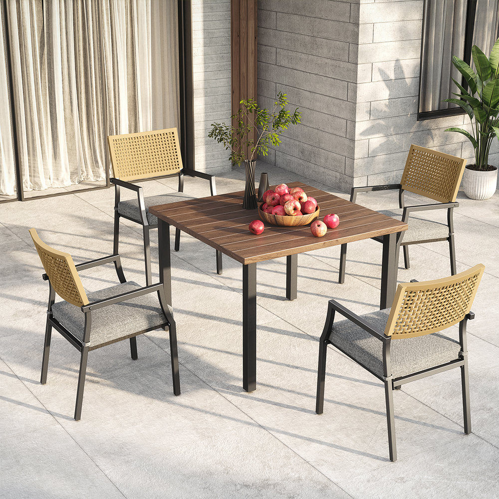 Dining Set Patio Dining Chairs, Stackable Indoor/Outdoor Dining Chairs W/Removable Cushions