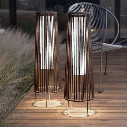 2PCS GORDES Solar-powered Woven Wicker Floor Lamp