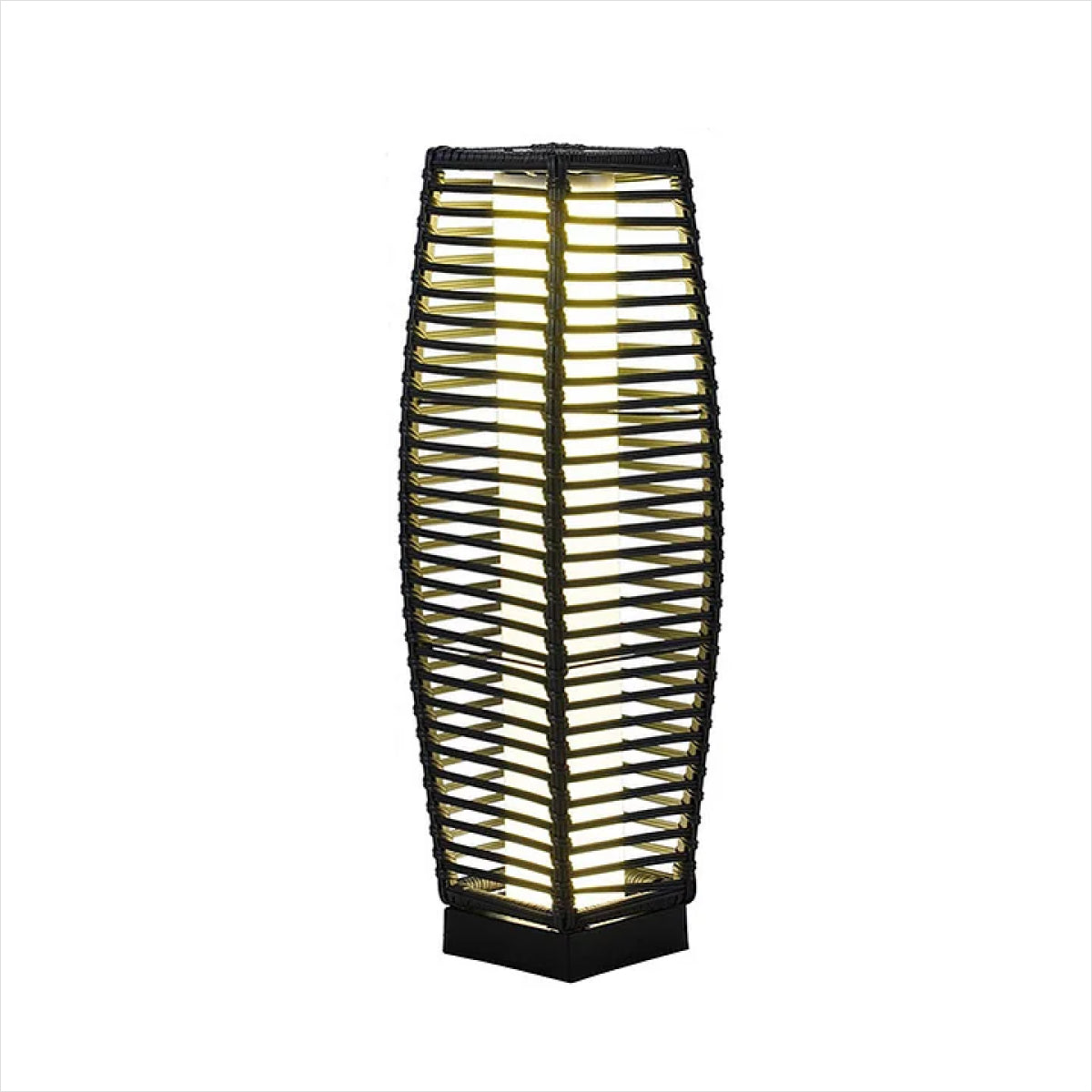 Outdoor Solar-Powered Crossover Woven Resin Wicker Floor Lamp