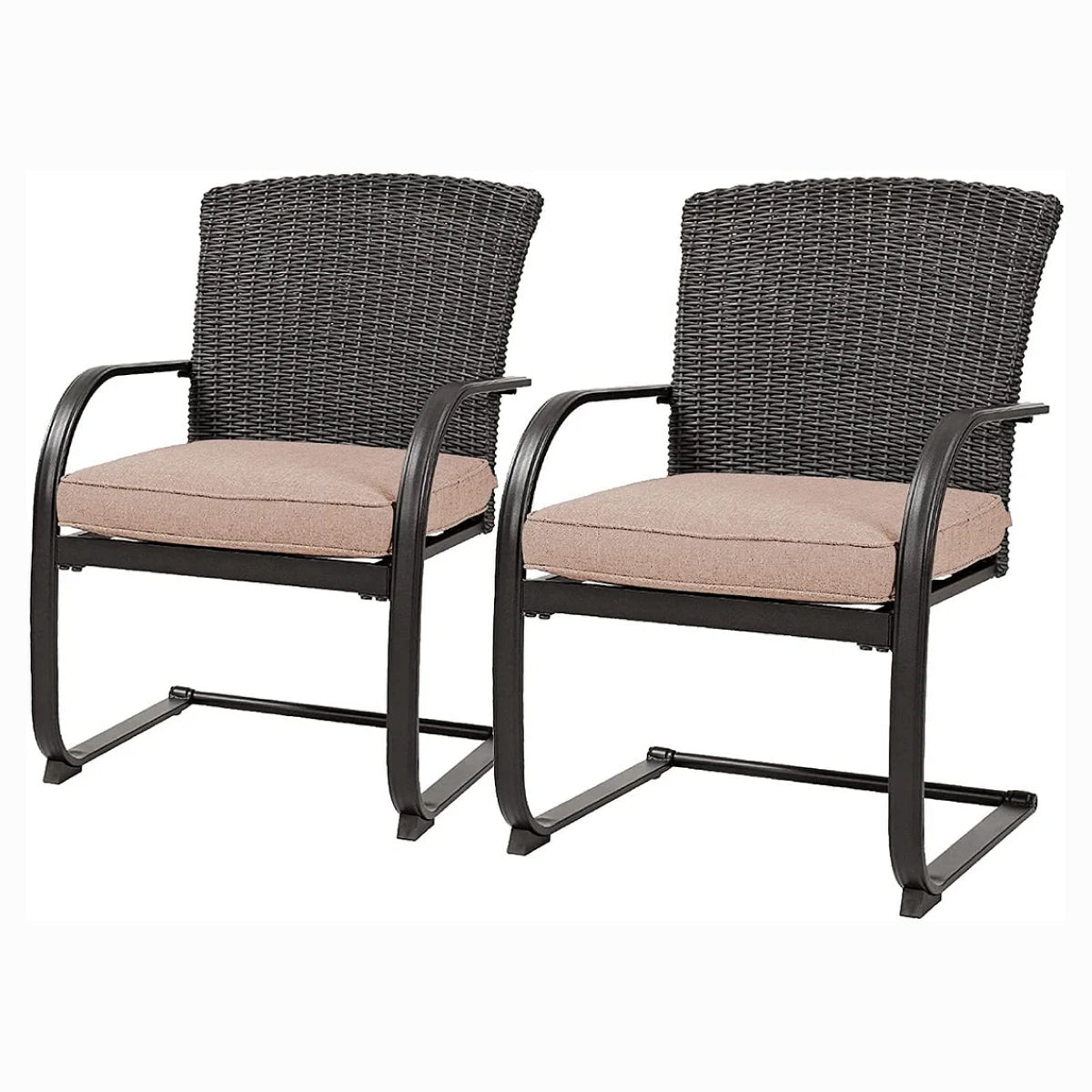 Dining Wicker Chair Set, Steel Frame Chair with Cushion