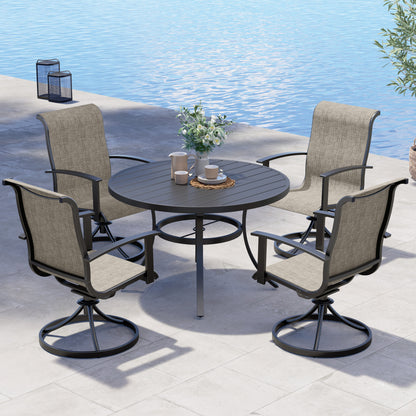 Outdoor Dining Set - Black & Grey Plaid