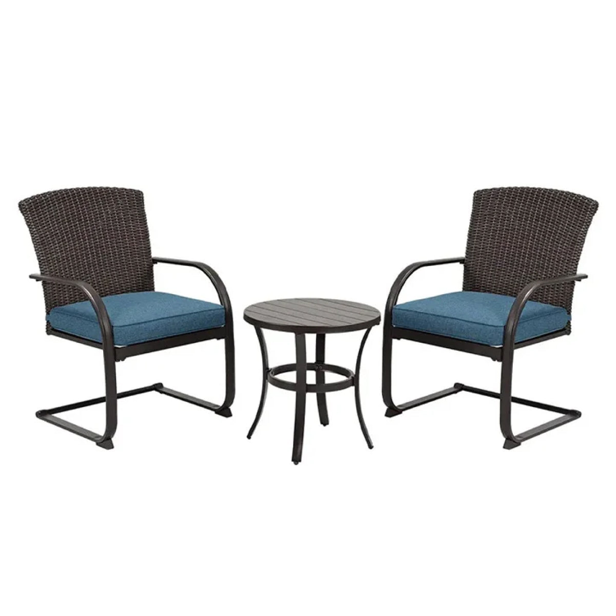 Dining Wicker Chair Set, Steel Frame Chair with Cushion