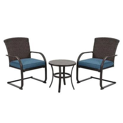 Dining Wicker Chair Set, Steel Frame Chair with Cushion