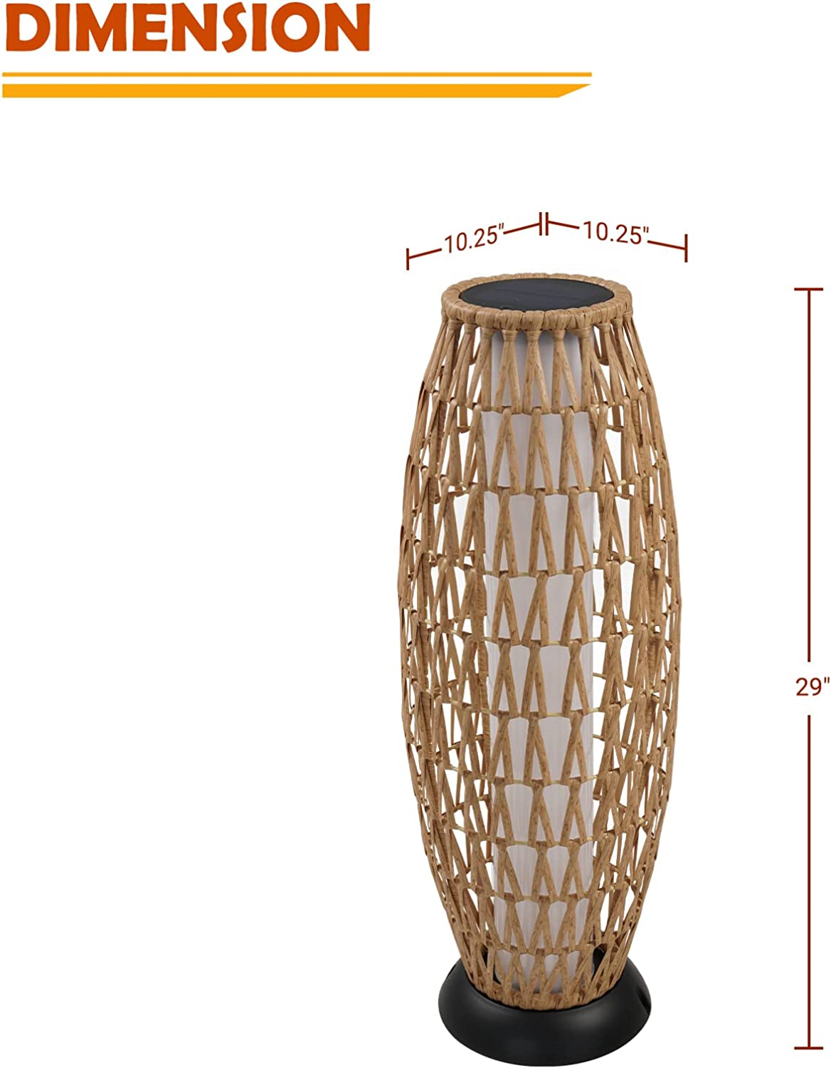 Floor Lamp Outdoor Lamp Patio Lights Solar Powered Lantern Weather–Resistant Rattan Deck Lights, Lamp Large-Sized for Garden
