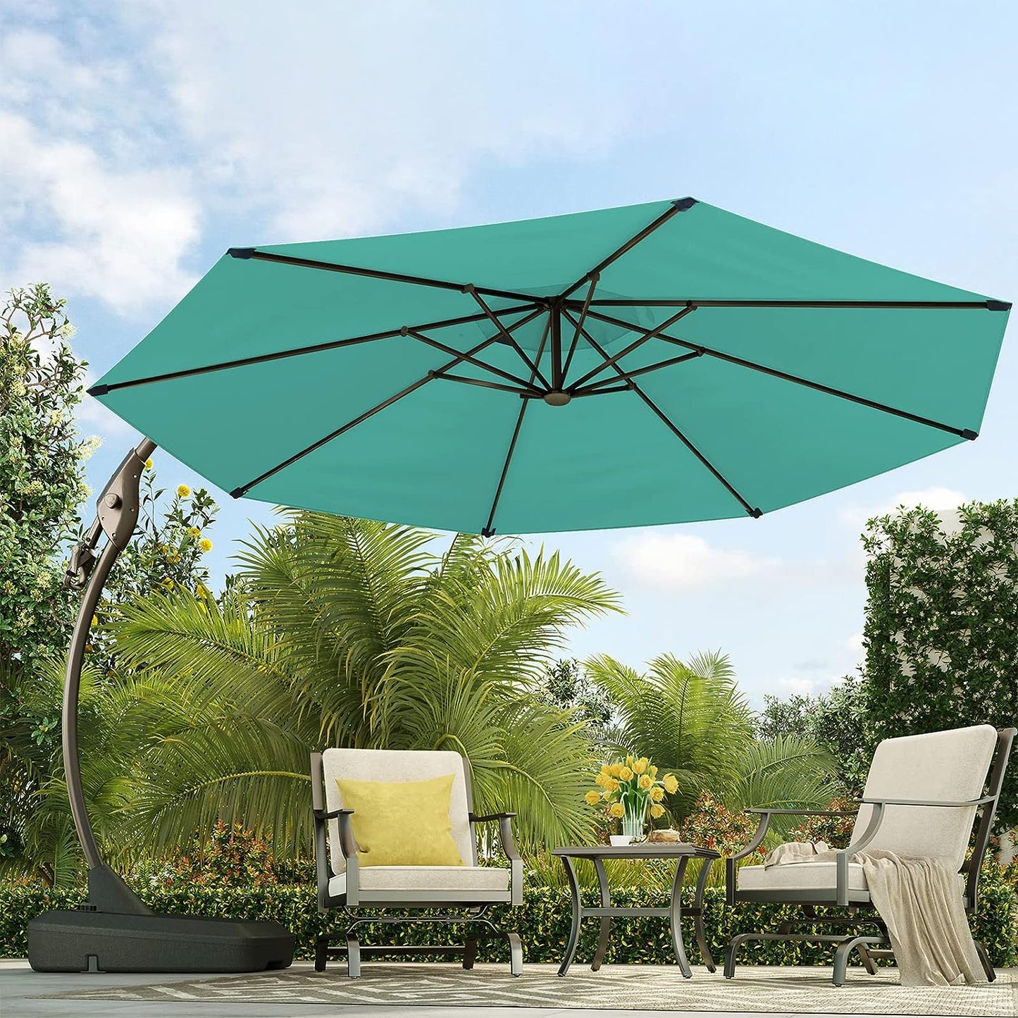FT Deluxe NAPOLI SUNBRELLA Cantilever Umbrella with Umbrella Cover