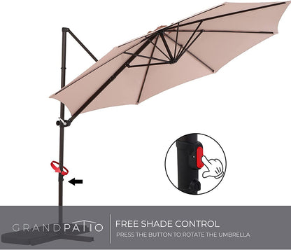 10FT Outdoor Aluminum Patio Umbrella, Market Cantilever large outdoor umbrella Polyester Patio Shade UV Protection,Offset Patio Umbrella Without Base,Tilt and Crank