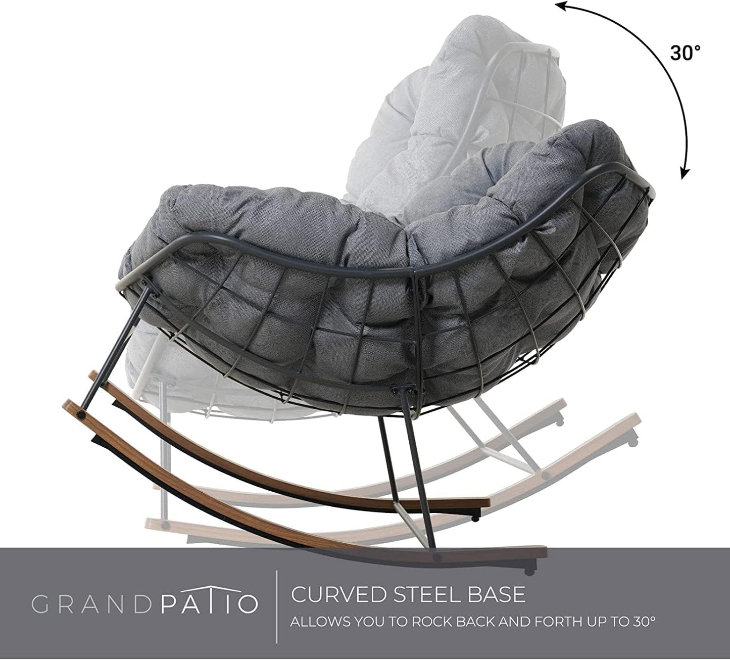 Rocking Chair Set of 3, Comfy Reading Chair Outdoors and Indoors, Modern Cozy Lounge Rocker with Cushion