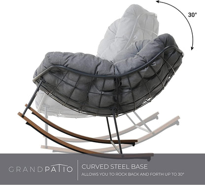 Rocking Chair Set of 3, Comfy Reading Chair Outdoors and Indoors, Modern Cozy Lounge Rocker with Cushion