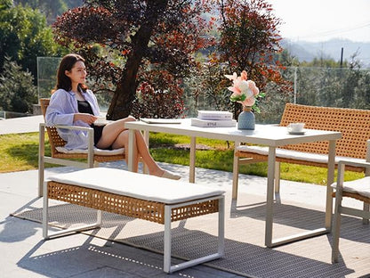 GRAND PATIO Spring Wicker Patio Furniture Set, Outdoor Conversation Furniture Set with Coffee Table