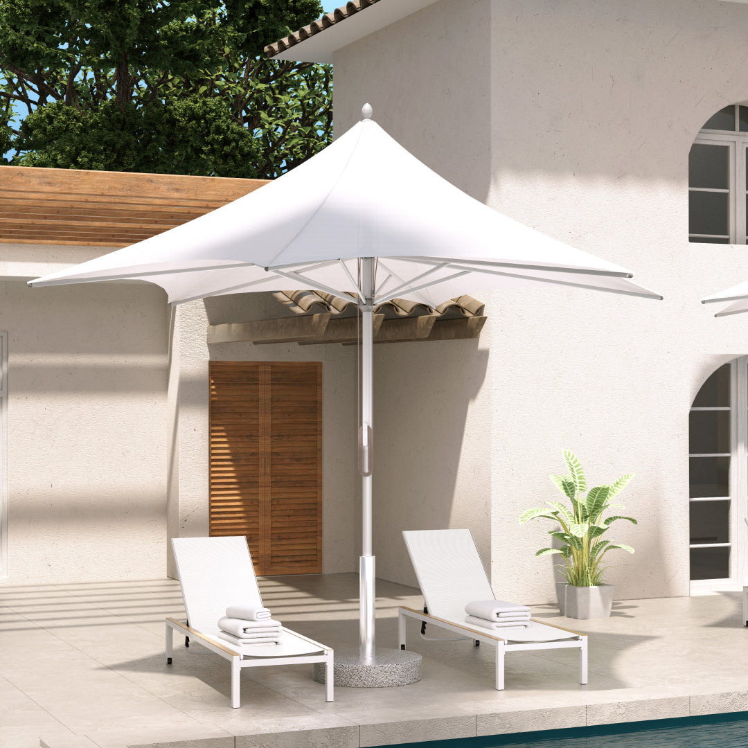 11 FT Sunshade Umbrella with Pulley Lift for Poolside Backyard Beach