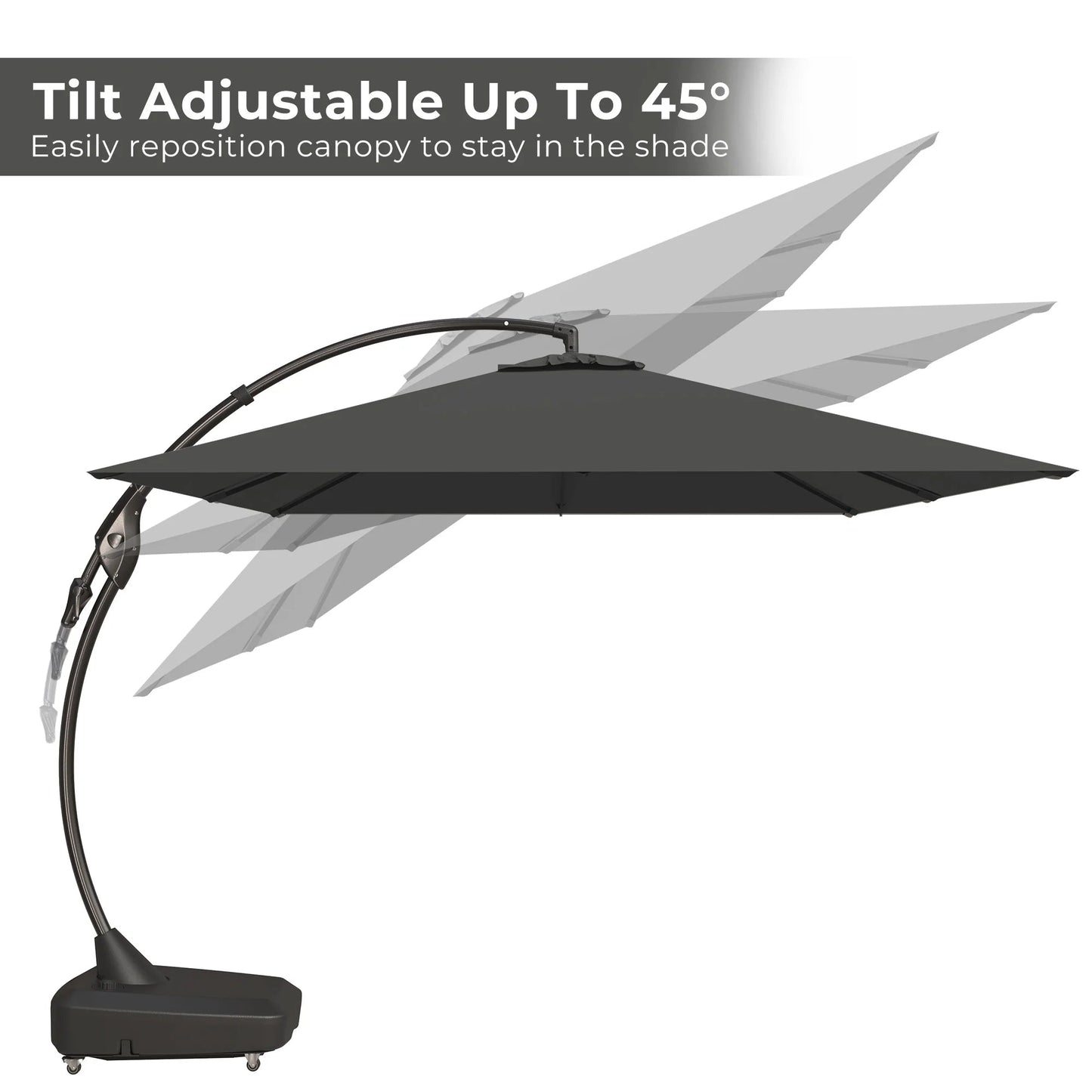 Large Rectangular Patio Umbrella with Base, with Umbrella Cover, Cantilever Umbrellas Easy Tilt