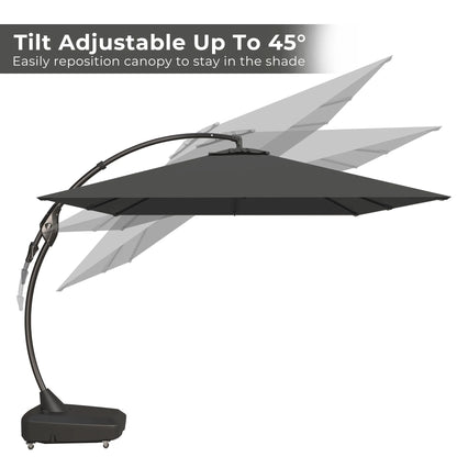 Large Rectangular Patio Umbrella with Base, with Umbrella Cover, Cantilever Umbrellas Easy Tilt