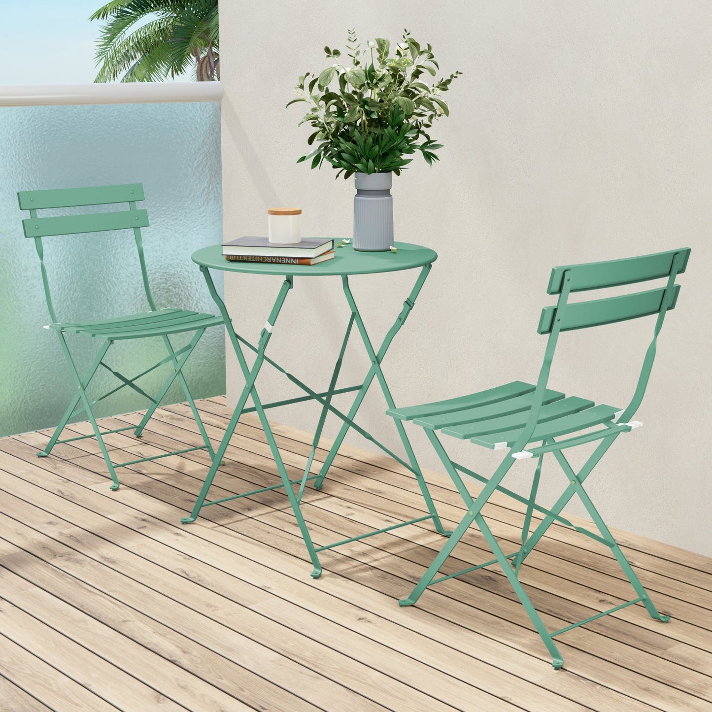 GRAND PATIO Outdoor Premium Steel 3-Piece Foldable Patio Sets