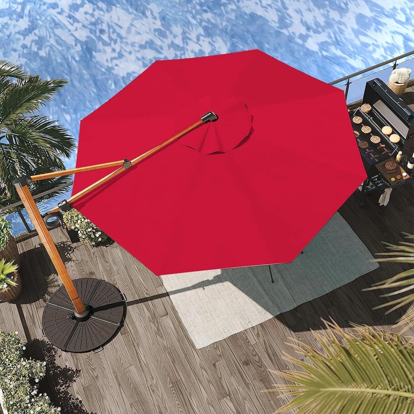 GRAND PATIO Offset Patio Umbrella,360-Degree Rotation (Weighted Base NOT INCLUDED)
