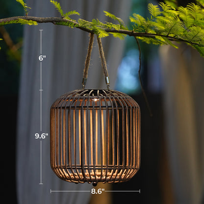 Outdoor Solar Lanterns Waterproof Wicker Rechargeable Hanging Lights