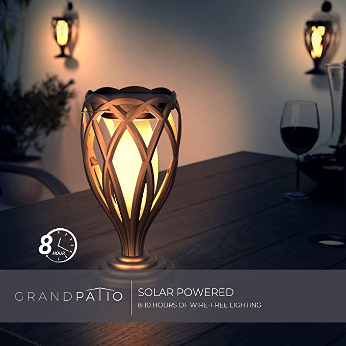 Tall Solar Lights, Pathway Torch Lights with Flickering Flame 4-Pack LED, 3-in-1 Solar Landscape Lights