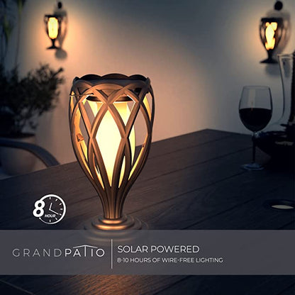 Tall Solar Lights, Pathway Torch Lights with Flickering Flame 4-Pack LED, 3-in-1 Solar Landscape Lights