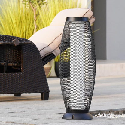 Shadow Solar Powered 28"H Floor Lamp, Metal Wire Shade, LED Modern Outdoor Flickering Lantern