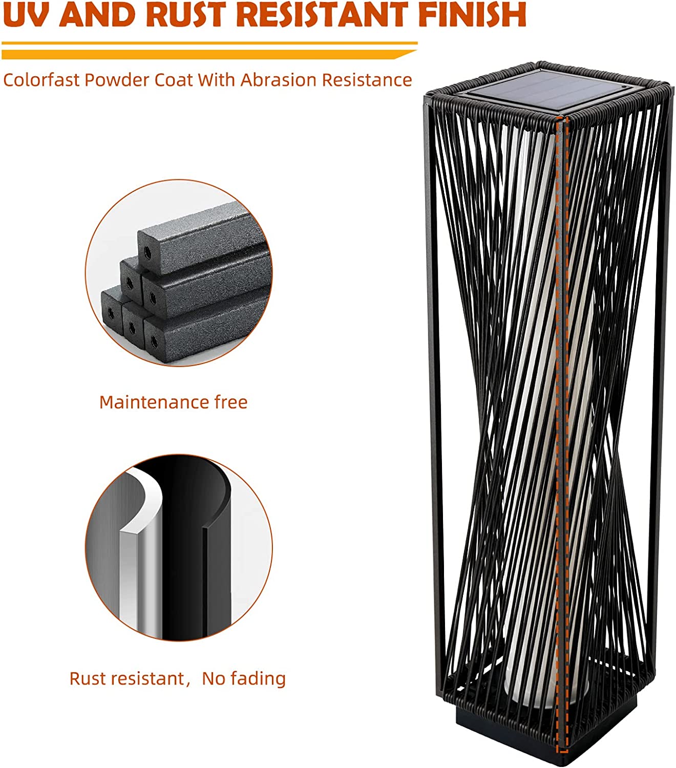 Outdoor Solar Floor Lamp Resin Wicker Solar Light Outdoor Waterproof for Yard, Garden, Pathway, Deck-Baffin, Dazzle Dance