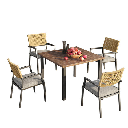 Dining Set Patio Dining Chairs, Stackable Indoor/Outdoor Dining Chairs W/Removable Cushions