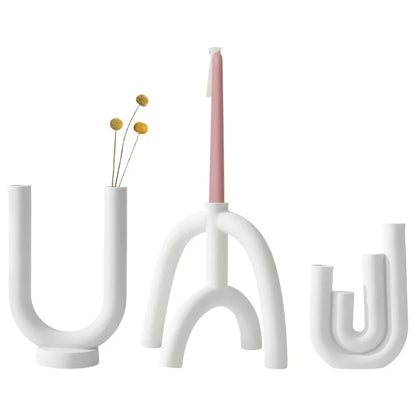 Nordic Scandinavian Style White Ceramic Candlestick