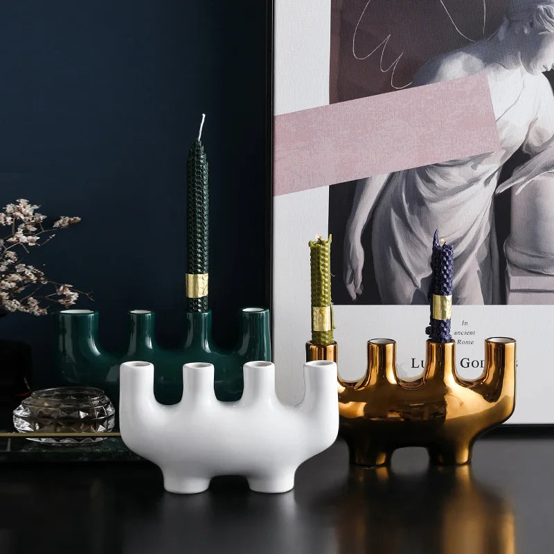Nordic Scandinavian Style White Ceramic Candlestick