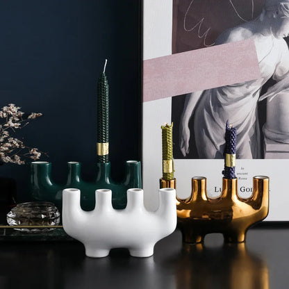 Nordic Scandinavian Style White Ceramic Candlestick