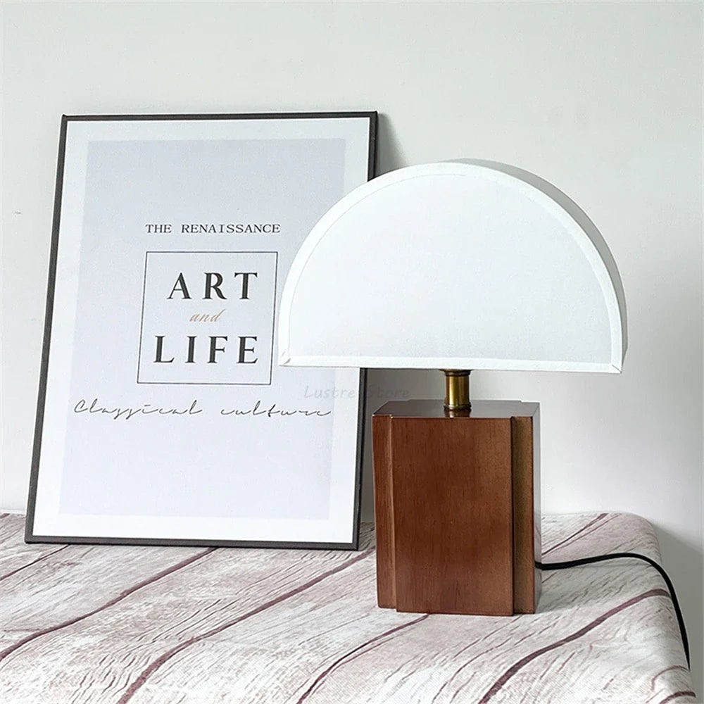 Solid Wood + Fabric Lampshade Decorative Table Lamp