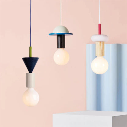 Multicolor Art Solid Wood Decorative Hanglamp