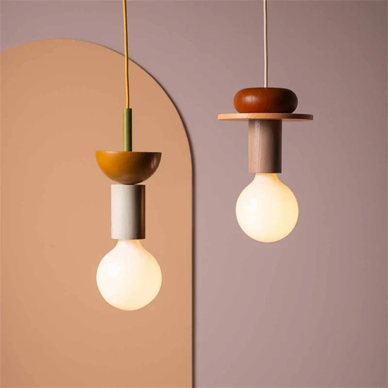 Multicolor Art Solid Wood Decorative Hanglamp