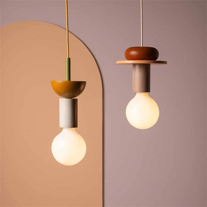Multicolor Art Solid Wood Decorative Hanglamp