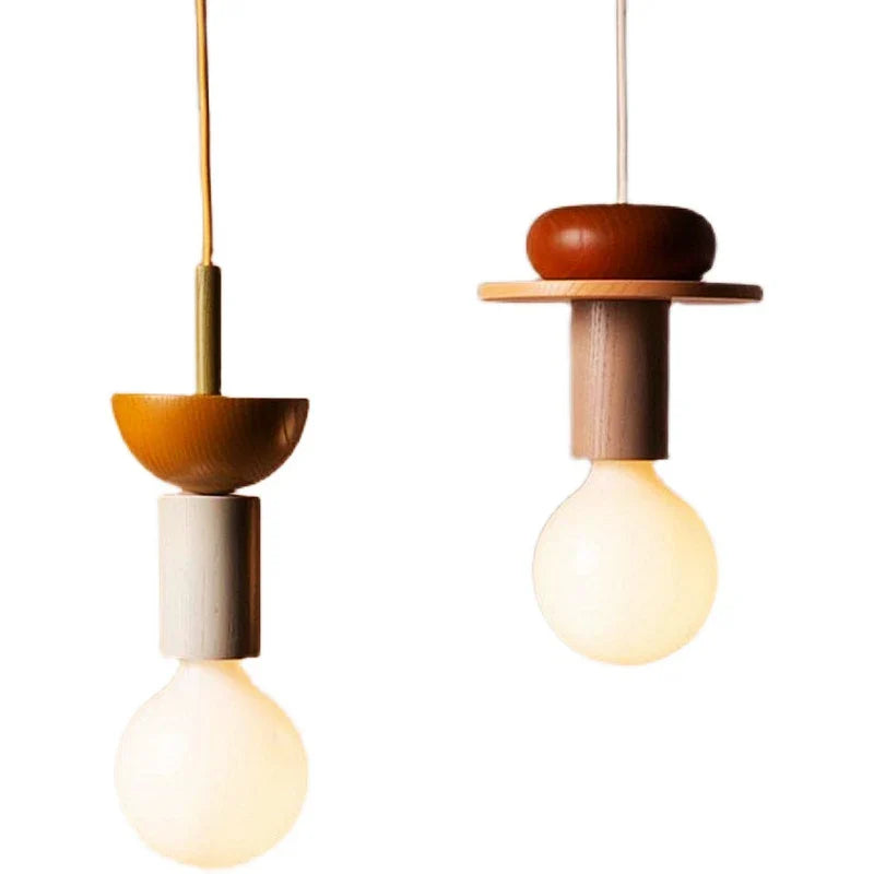 Multicolor Art Solid Wood Decorative Hanglamp
