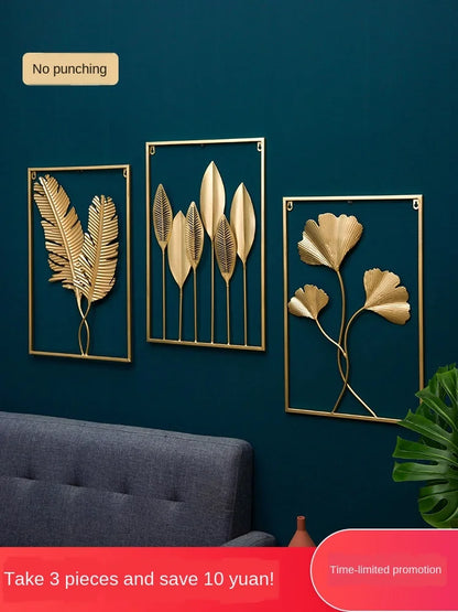 Nordic non-perforated metal wall decor