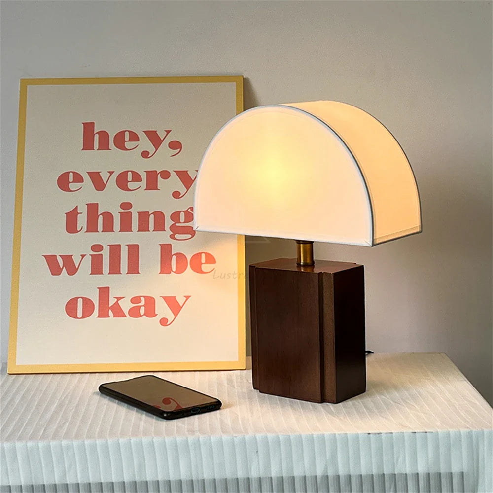 Solid Wood + Fabric Lampshade Decorative Table Lamp
